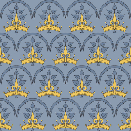 Heraldic seamless pattern with crown. Vector illustrationのイラスト素材