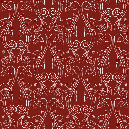 Elegant classic baroque seamless pattern. Red and white. Vector illustrationのイラスト素材