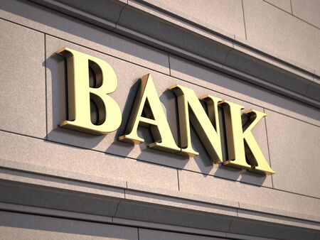 Bank sign on buildingの写真素材