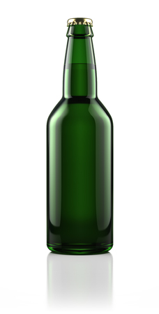 Beer bottle isolated on white backgroundの写真素材