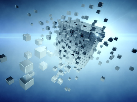 Cube assembling from  many blocksの写真素材