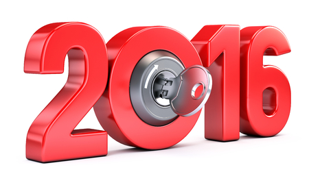 New Year 2016 with ignition key