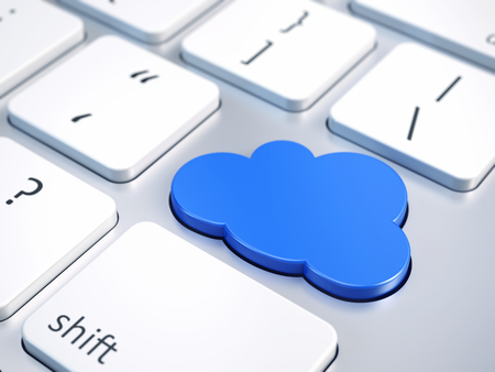 Cloud computing concept - Blue cloud button on computer keyboardの写真素材