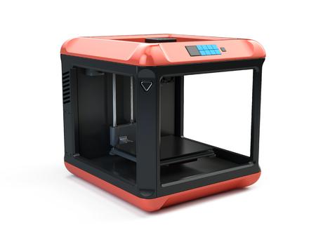 Modern 3d printer isolated on white background - 3d printing technologies concept. 3d illustration
