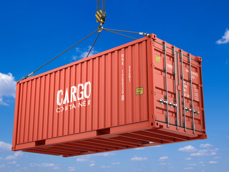 3d rendering of Red cargo shipping container