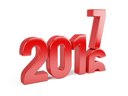Red 2016 to 2017 year. 3d rendering