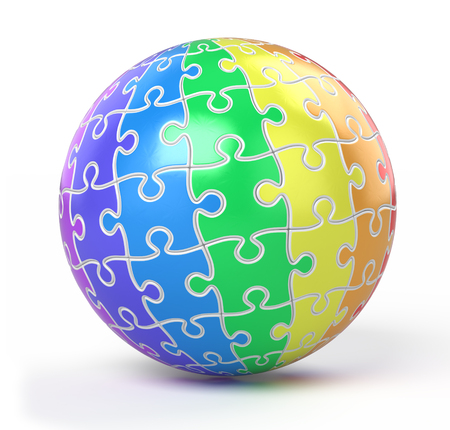 sphere collected from colorful puzzleの写真素材