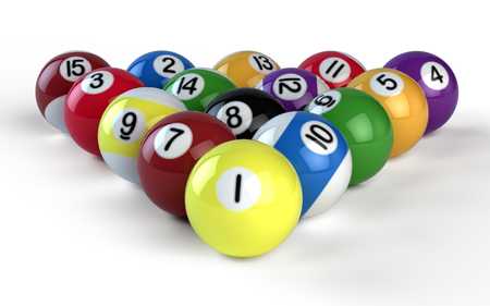 Billiard balls isolate on whiteの写真素材