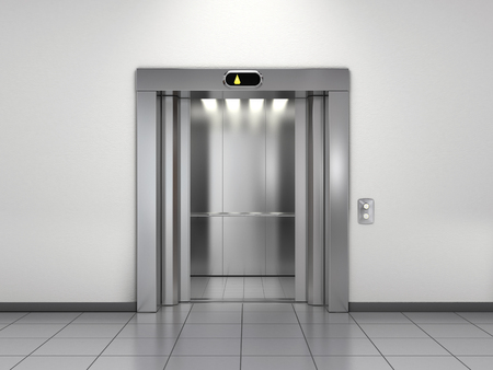 Modern elevator with open doors
