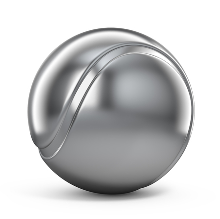 Silver Tennis ball isolated on whiteの写真素材