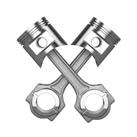 Engine pistons isolated on white - 3d renderの写真素材
