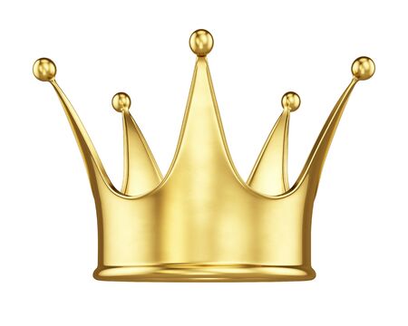Royal gold crown isolated on white. 3d rendering.の写真素材