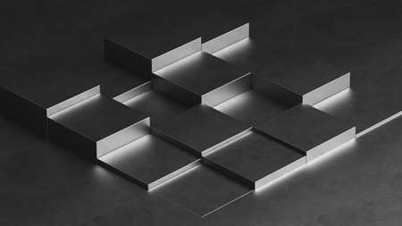 Metal cubes - geometric background - 3d renderingの写真素材
