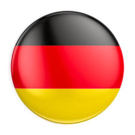 Germany flag icon - round badge or button. 3d renderingの写真素材