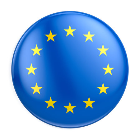 European Union flag icon - Europe round badge or button. 3d renderingの写真素材