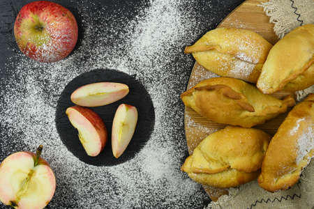 small pies with apples in Russian styleの写真素材