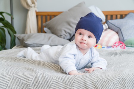 Close-up portrait sweet adorable child. Indoors shot, concept imageの写真素材
