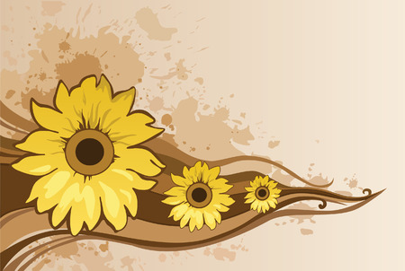 Beautiful sunflower on an abstract backgroundのイラスト素材
