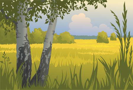 Summer sunny landscapeのイラスト素材