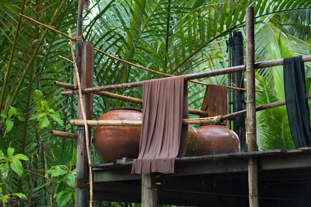 Vintage thai style porch in a gardenの写真素材