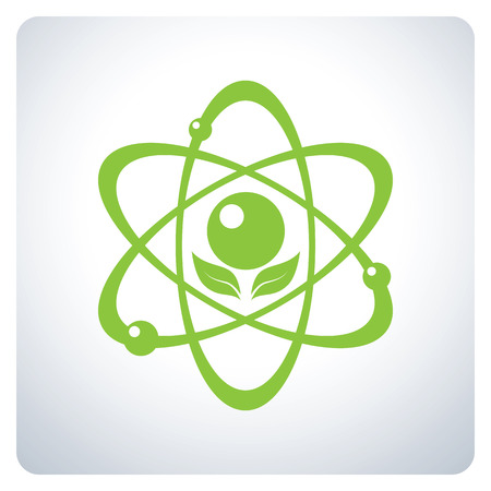 Green Atom. Science nature. Environmental Protection. Icon symbol design. Vector illustration.のイラスト素材