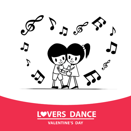 Dancing couple. The handsome man dancing with a woman. Vector image. Couple dancingのイラスト素材