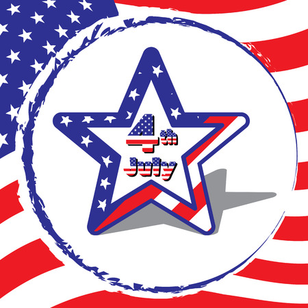 Star vector for 4 July American Independence Day, isolated on flag background. Icon symbol design. Vector illustration.のイラスト素材