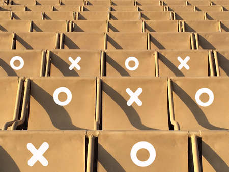 Rows of empty light brown chairs on stadium during the period of the covid-19, corona virus. Social distancing. New normal. Lockdownの写真素材