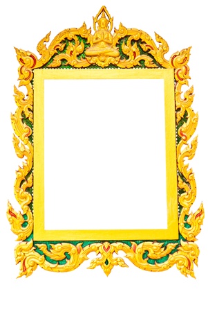 Old Thai picture frame in white backgroundの写真素材