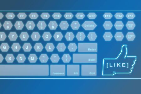 Virtual futuristic keyboard with LIKE button, can be use for various social media conceptの写真素材