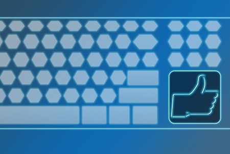 Virtual futuristic keyboard with LIKE button, can be use for various social media conceptの写真素材