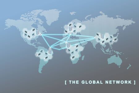 The global network business concept, can be use to symbolise virtual team, sites, remote working, and related global business conceptsの写真素材