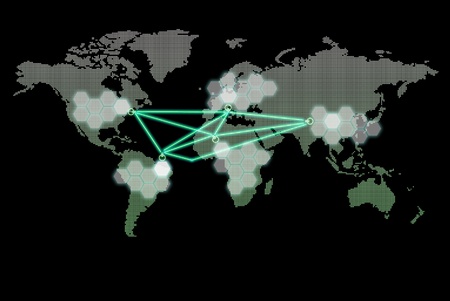 The global economy business concept, can be use for related global business, finance futuristic minimalist concepts, in black isolated background.の写真素材