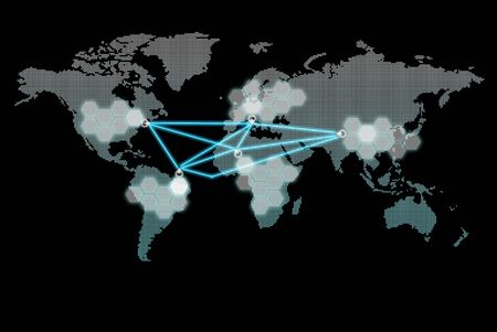 The global economy business concept, can be use for related global business, finance futuristic minimalist concepts, in black isolated background.の写真素材