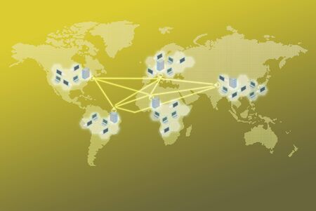 The global network business concept, can be use to symbolized virtual team, sites, remote working, and related global business conceptsの写真素材