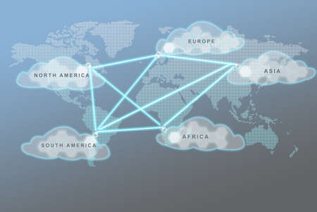 The global network business concept, can be use to symbolized virtual team, sites, remote working, and related global business conceptsの写真素材