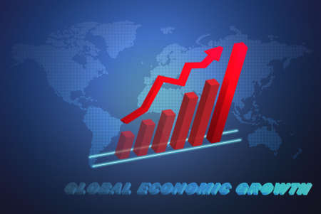 The global economy business concept with 3D growth chart, can be use for related global business, finance futuristic minimalist conceptsの写真素材