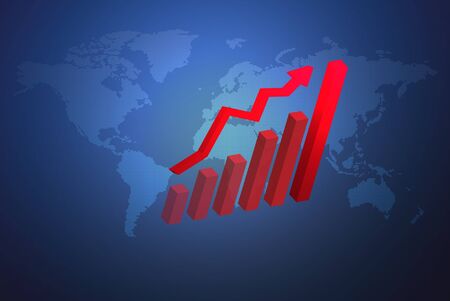 The global economy business concept with 3D growth chart, can be use for related global business, finance futuristic minimalist conceptsの写真素材