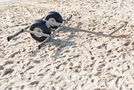 Boat Trailer on beach, taken on a sunny day in Dubai, UAEの写真素材