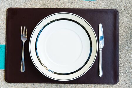 Dinner set with fork and knifeの写真素材