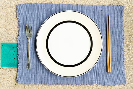 General dinner and lunch set with chop stick, can be use for various foods related concept design and background.の写真素材