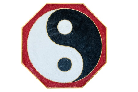 Chinese Yin Yang sign and symbol, isolated in whiteの写真素材