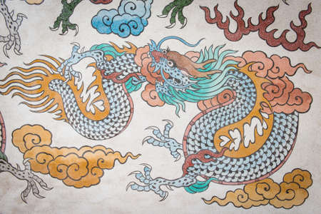Large dragon sculpture symbolized wealth and power, islolated