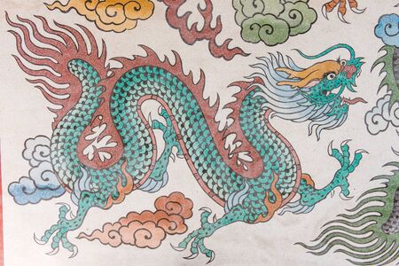Large dragon sculpture symbolized wealth and power, islolatedのeditorial素材