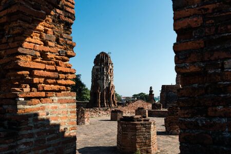 Temples of Thailand Ayutthaya historical park, useful for travel conceptsの写真素材
