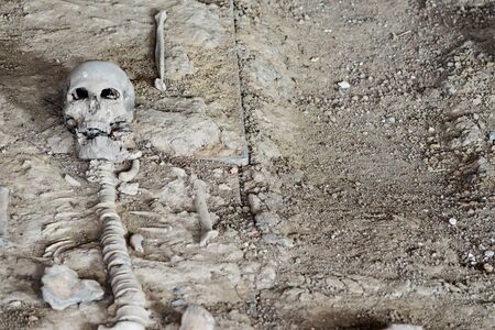 Grave burial site of people, taken in door in afternoon, useful for religious and death conceptsの写真素材