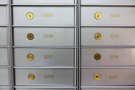 Security deposit box in a safe room, useful for wealth, business, finance conceptsの写真素材