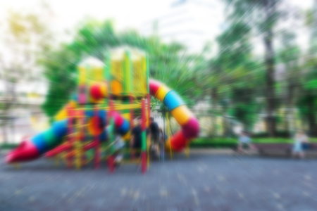 Blur background of outdoor children playground taken outdoor in morning for relax family enjoyment joy fun children baby running playing with friends design conceptsの写真素材