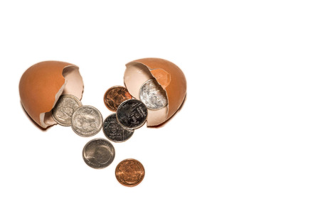 coin from cracked egg