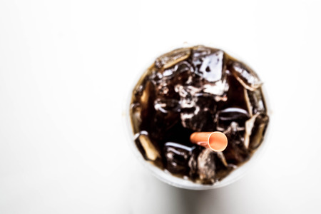 blurred Iced black coffee top viewの写真素材